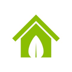 Eco House Icon or Eco Friendly Home Usage Logo