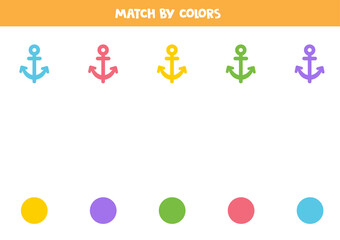 Color matching game for preschool kids. Match anchors and colors.