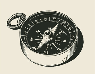 Compass. Navigational device. Show side world, Isolated on background. Eps10 vector illustration. - 446781169