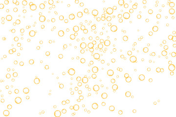 Golden air Bubbles, oxygen, champagne crystal clear isolated on white background modern design. Vector illustration of EPS 10.