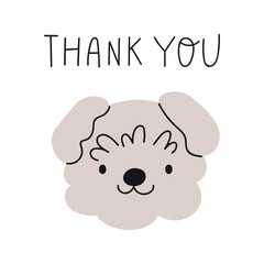 Thank you. Cute puppy Bichon Frise. Vector illustration on white background.