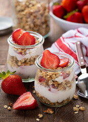 Granola Parfait With Strawberry Yogurt