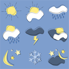 weather icons set in line style