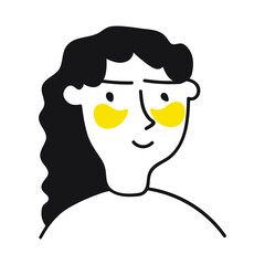 Girl wear eye patches. Problem skin. Skin care concept. Outline vector illustration