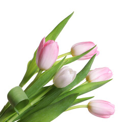 Beautiful bouquet of tulips isolated on white