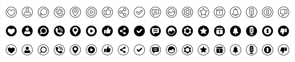 Social media flat icon set, vector illustration