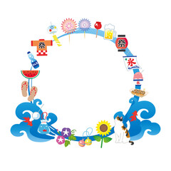 日本の夏と猫のフレーム