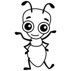 Coloring Insect for children coloring book. Funny Ant in a cartoon style