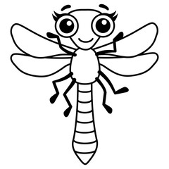 Coloring Insect for children coloring book. Funny dragonfly in a cartoon style