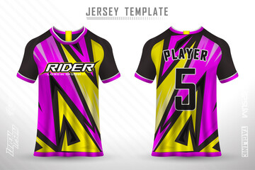Front back tshirt design. Sports design for football racing cycling gaming jersey vector.