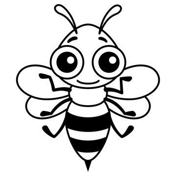 Coloring Insect for children coloring book. Funny bee in a cartoon style