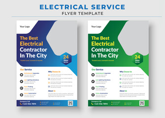 Electrician service flyer template, The Best Electrical Contractor in the city poster and flyer