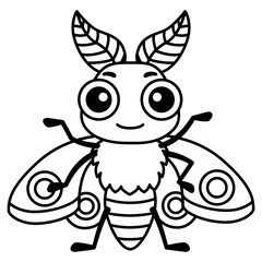 Coloring Insect for children coloring book. Funny moth in a cartoon style
