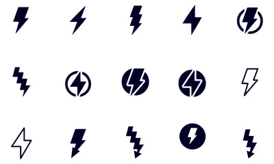  Lightning bolt icon set vector design 