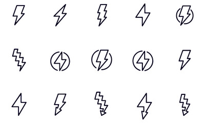  Lightning bolt icon set vector design 