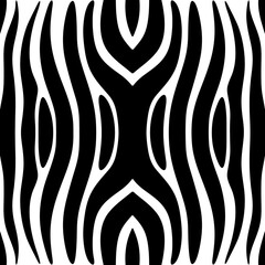 Zebra skin ornament. Curved stripes seamless pattern. Animal fur ornate. Wild animals motif image. Wildlife, natural texture. Curves wallpaper. Digital paper, textile print, web design. Vector work.