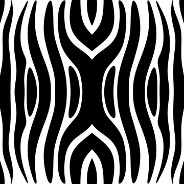 Zebra skin ornament. Curved stripes seamless pattern. Animal fur ornate. Wild animals motif image. Wildlife, natural texture. Curves wallpaper. Digital paper, textile print, web design. Vector work.