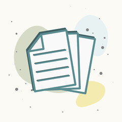 Vector icon of the document. Illustration of a business document on multicolored background