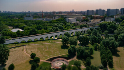 Rostokino Aqueduct in Yauza Park. the city of Moscow