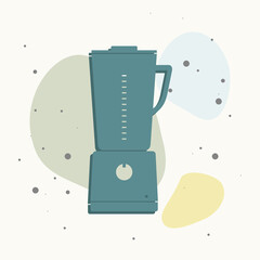 Vector icon kitchen stationary blender for mixing and grinding food and preparing smoothies. Home Appliances on multicolored background.