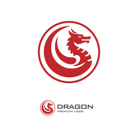 creative dragon in circle logo design