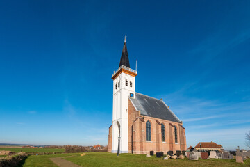 Fototapeta na wymiar Church Den Hoorn, Texel, Noord-Holland Province, The Netherlands