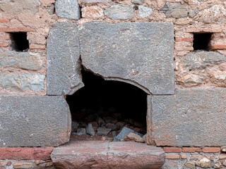 cracked furnace of the old castle