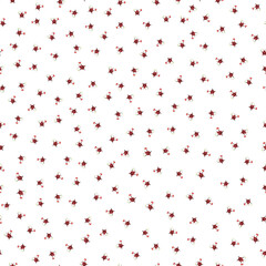 Ditsy ladybug back to school vector seamless pattern background. Dense backdrop with fun scattered cartoon kawaii ladybird characters holding pencils, notebooks. Repeat for education, kindergarten