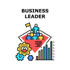 Business Leader Vector Icon Concept. Business Leader Leading Presentation Or Educational Lesson For Employees In Conference Room For Increase Sales And Communication Skill Color Illustration
