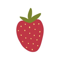 Bright juicy strawberry on a white background. Vector illustration of a red strawberry for print, postcard, poster.