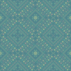 ethnics geometric line seamless in green background for fabric