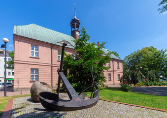 Swinoujscie. Sea fishing building on a sunny day.