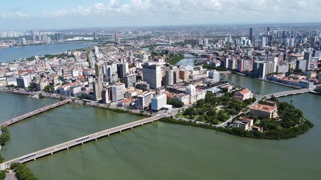 Coastal city view of Recife, Pernambuco, Brazil. Urban district scene. Coastal city view of Recife, Pernambuco, Brazil. Urban district scene. Coastal city view of Recife, Pernambuco. Urban district.