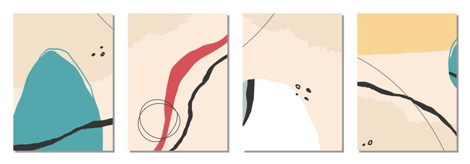 Set of vertical abstract backgrounds or card templates in modern colors, in popular art style