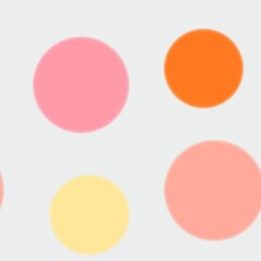 Seamless pattern of yellow, orange and pink circles on a light background for textiles.