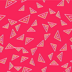Line Triangular ruler icon isolated seamless pattern on red background. Straightedge symbol. Geometric symbol. Vector