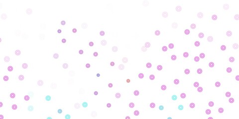 Light blue, red vector doodle texture with flowers.