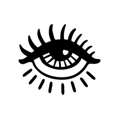Hand drawn eye. Doodle style. Tattoo design element.The third eye vector illustration.