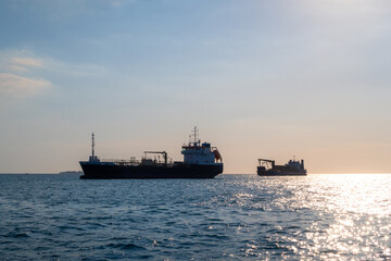 fishung vessel anchored out at sea