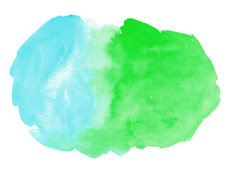 Abstract blue and green watercolor background. Hand drawn watercolor spot for text or logo
