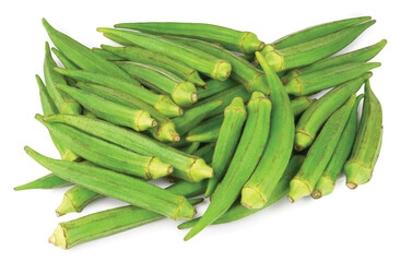 Fresh young  lady Fingers or okra isolated on white background