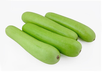 A Garden Fresh bottle gourd, lauki (Lagenaria siceraria) Isolated on White Background	