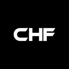 CHF letter logo design with black background in illustrator, vector logo modern alphabet font overlap style. calligraphy designs for logo, Poster, Invitation, etc.