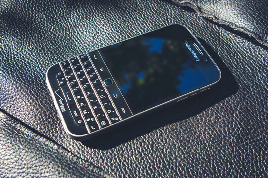 Blackberry classic sqc 100-3 on black background, July 23, 2021, Moscow, Russia