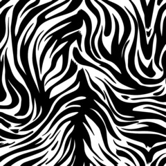 Fototapeta na wymiar Black & White seamless pattern with tiger stripes