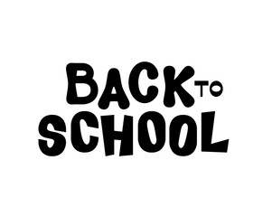 Lettering the phrase back to school. The letters are black. Vector illustration, isolated on a white background.