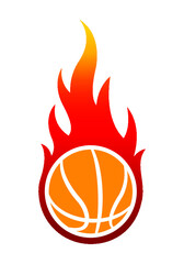 Vector blazing basketball ball with classic flames. Ideal for stickers, decals, sport logo design and any kind of decoration.