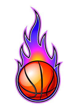 Vector burning basketball ball with classic flames. Ideal for stickers, decals, sport logo design and any kind of decoration.
