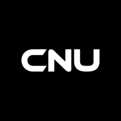 CNU letter logo design with black background in illustrator, vector logo modern alphabet font overlap style. calligraphy designs for logo, Poster, Invitation, etc.