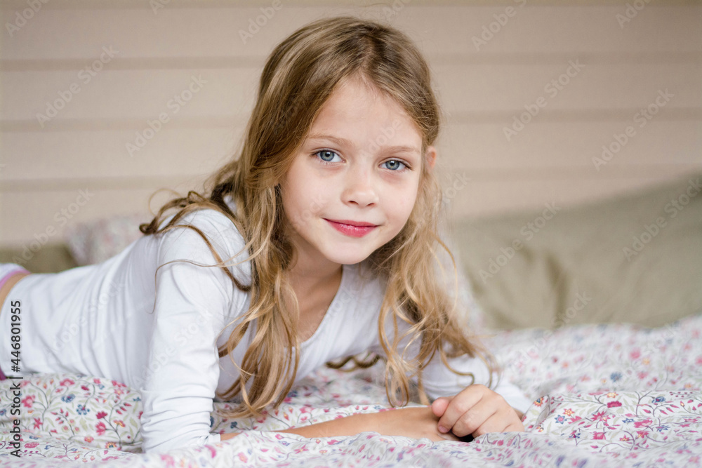 Wall mural portrait of a child 8 years old female.